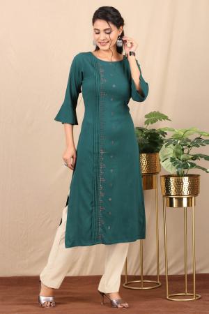 Green embroidered kurti