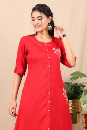 Red Embroidered kurti