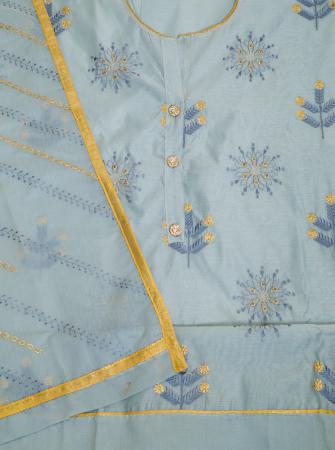 Blue chanderi suit set