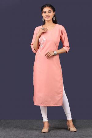 Peach embroidery kurta 