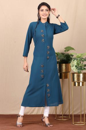 Blue embroidered kurti