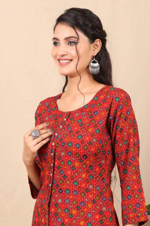 Red straight kurti