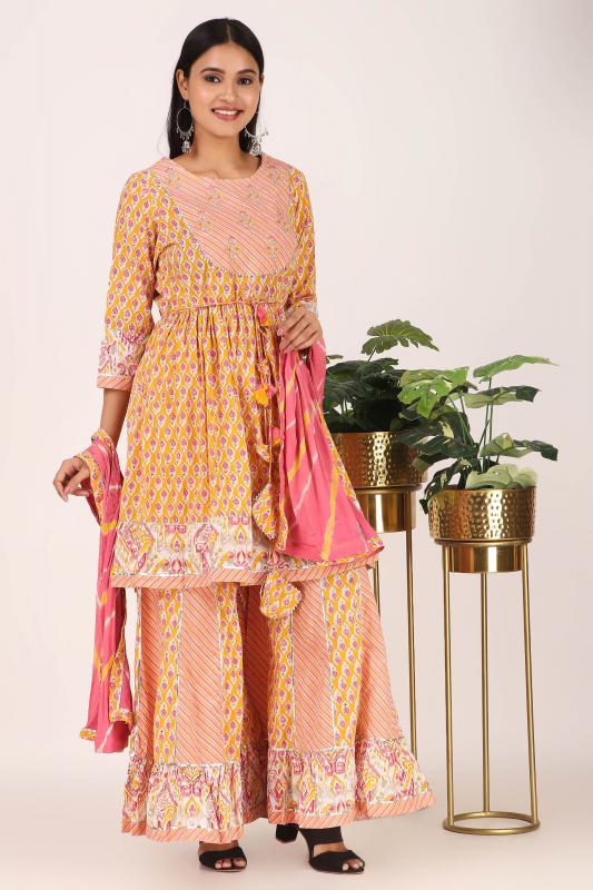 Yellow gharara set