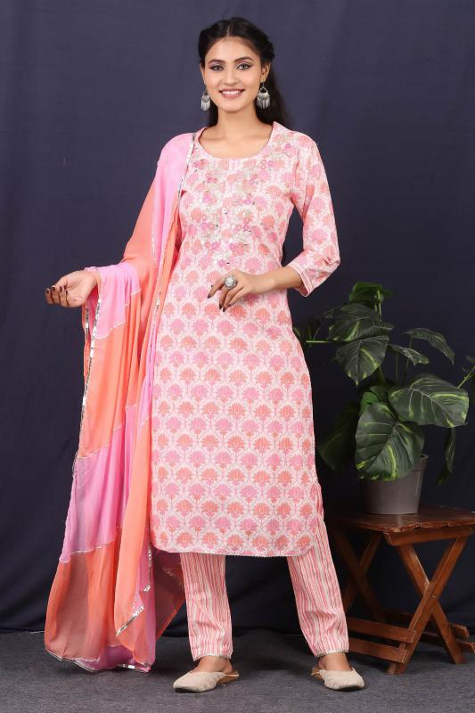 Pink multicolor suit set