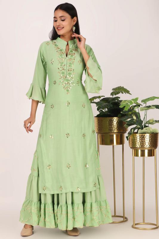 Green gota dress