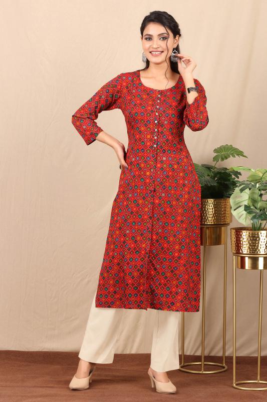 Red straight kurti